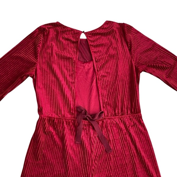 Monteau Velvet Ribbed Wide Leg Jumpsuit Women’s Size XL Burgundy Open Back - Picture 5 of 8